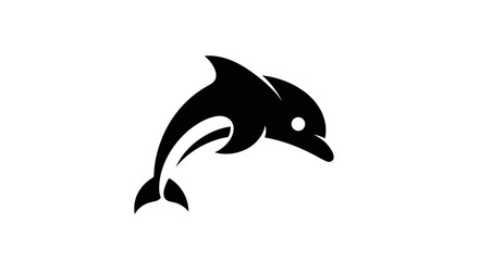 Black dolphin silhouette on white background
