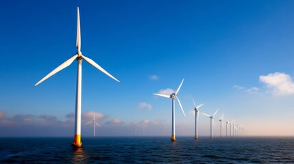 Wind Turbines in Misty Landscape Symbolizing Renewable Energy and Sustainable Future