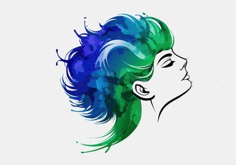 Abstract portrait of a woman with flowing hair