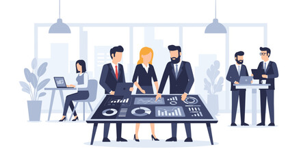 Fototapeta premium Business Professionals Working Together at Meeting Table.