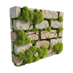 A close-up view of a moss-covered stone wall in a natural setting.