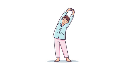 Obraz premium Woman Stretching Arms Upwards in Yoga Pose.