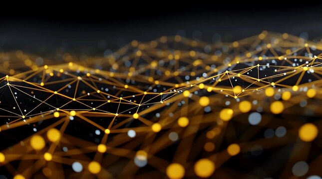 Abstract Visualization of a Dynamic Digital Network Representing Data Flow and Interconnectivity in a Technological Landscape