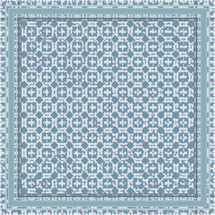 Obraz premium Moroccan inspired geometric tile pattern with pastel blue colors for elegant scarf or textile background design