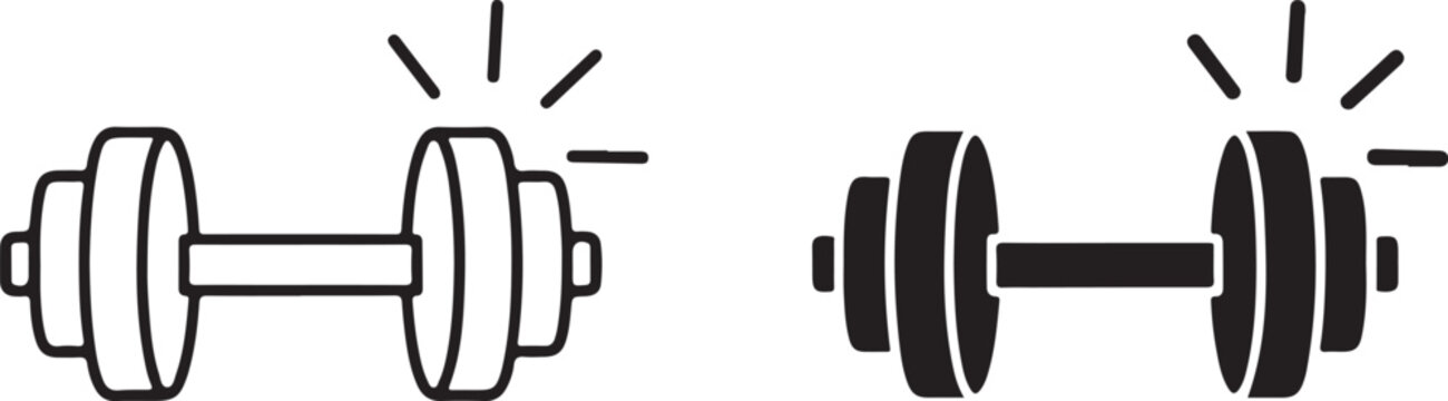 Comparison of barbell designs with different weight plate placements and balance points isolated on white background, illustration