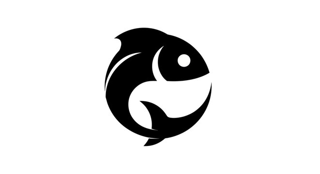 Black fish logo on white background