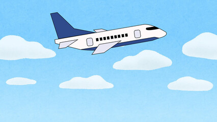 Fototapeta premium airplane flying in blue sky with clouds