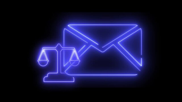 Neon light effect animation of a mail envelope icon with a scale