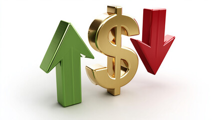 Obraz premium Dollar Symbol with Up and Down Arrows
