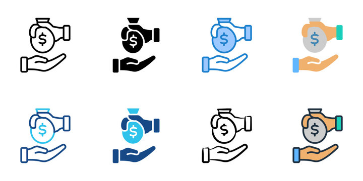 Peer to Peer Lending icons set multiple style collection. Editable stroke 
