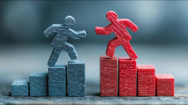 Individual ascending a ladder symbolizing growth and progress in a professional consensus building environment.