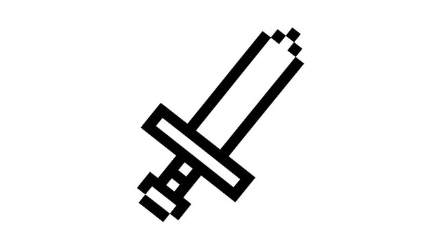Simple black sword icon on white background