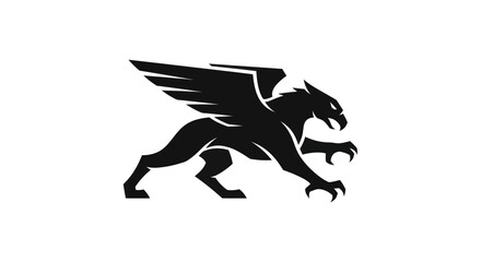 Fototapeta premium Black griffin silhouette on white background