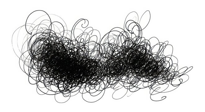 Abstract Black Scribble Chaos, Chaotic Lines, Messy Doodle Art, Energetic Swirls