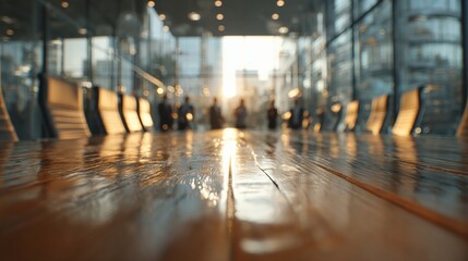 Modern Glass Conference Room with Morning Light / 朝の光が差し込むモダンなガラス張りの会議室5