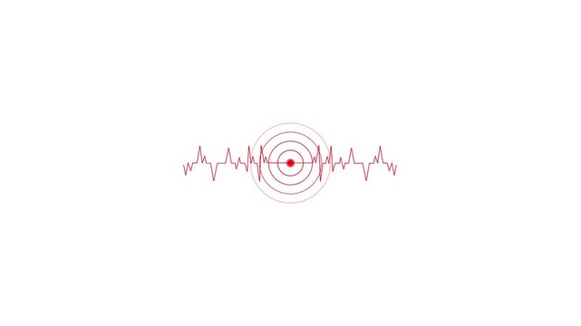 round expanding ripple with up-down lines extending both directions for vibration and seismic monitoring ui.