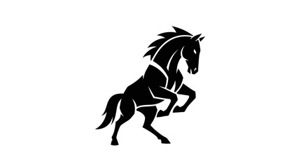 Obraz premium Black horse silhouette on white background