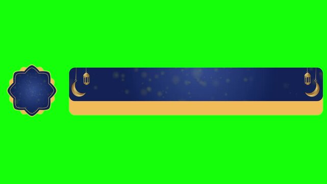 Ramadan islamic lower third animation with copy space green screen background. Suitable for headline broadcasting, advertising, or news