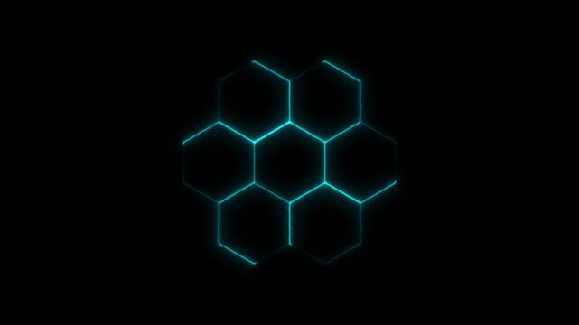 Futuristic neon hexagonal energy motion