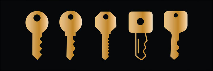  Key icon symbol for apps and websites. Key sign and symbol. keys vector Colorful flat key icons set, modern metal house keys collection, security access symbols, 