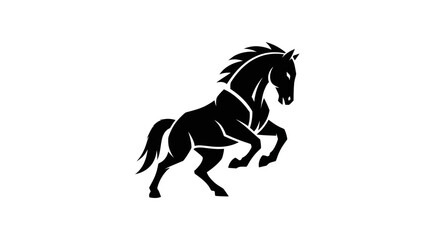 Fototapeta premium Black horse silhouette on white background