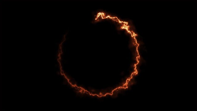 Abstract fiery ring glowing and pulsing motion