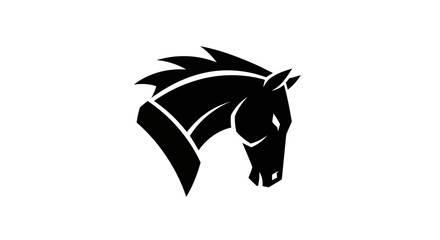 Black horse silhouette on white background