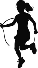 Girl Jumping Rope For Exercise Silhouette