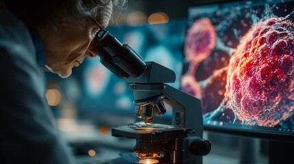 Scientist Adjusting Microscope in Laboratory / 研究所で顕微鏡を調整する科学者1