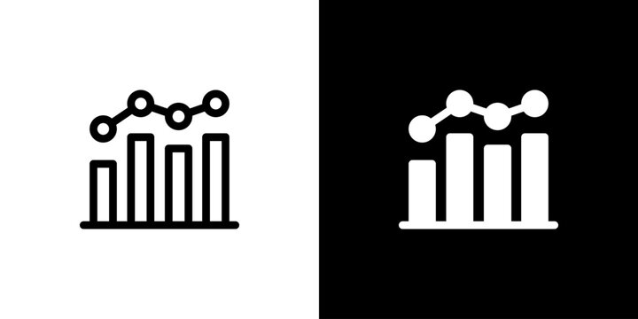 Statistics icon concept with flat Black White Background. Vector illustration.