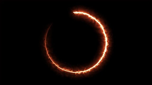 Fiery circle animates on black background
