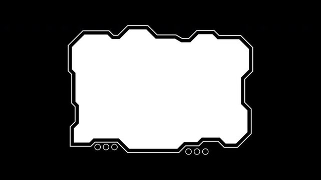 HUD square scifi hud graphic on a black background, perfect for futuristic tech designs, gaming interfaces, or digital presentations.