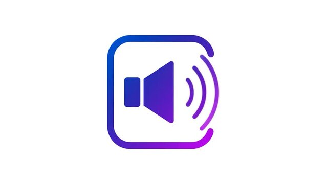 Gradient speaker icon in a rounded square with sound waves emanating