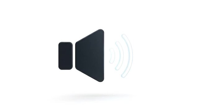 A minimalist depiction of a sound icon emitting audio waves on a clean white background