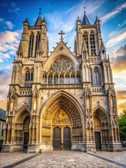 Obraz premium The grand Iron Gate of Tongerens majestic My Lady Cathedral stands proudly in the heart of the historic city center