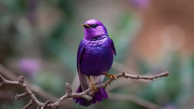 Violet-Backed Starling Landing Gently on a Branch in Nature's Serenity