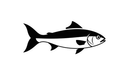 Obraz premium Black and white fish illustration side view.