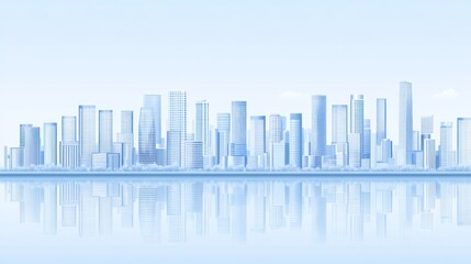Fototapeta premium City Skyline Reflection on Calm Water.