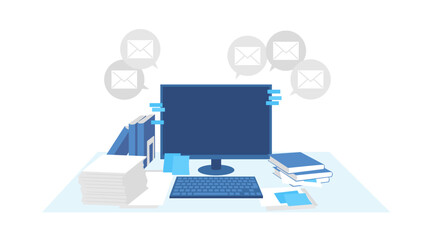 many tasks and desktop pc