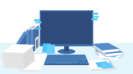 many tasks and desktop pc