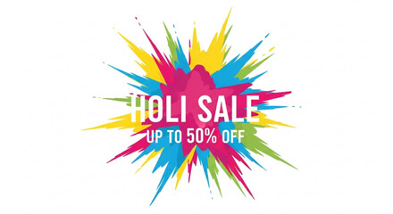 Obraz premium Vibrant holi sale banner with colorful paint splashes and discount offer