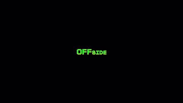 8 Bit Pixel Retro Text Animation, Offside Glitch Effect on Black Background 4k video animation seamless loop