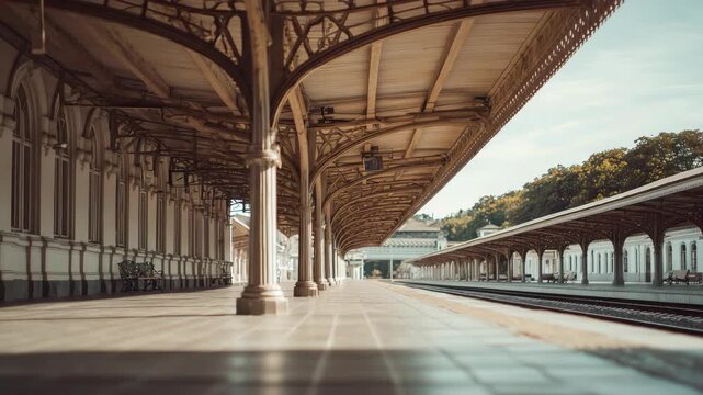 Train station platform representing public transit infrastructure