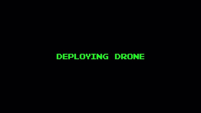 8 Bit Deploying Drone Pixel Text Retro Computer Command Line Interface Motion Graphic 4k video animation seamless loop