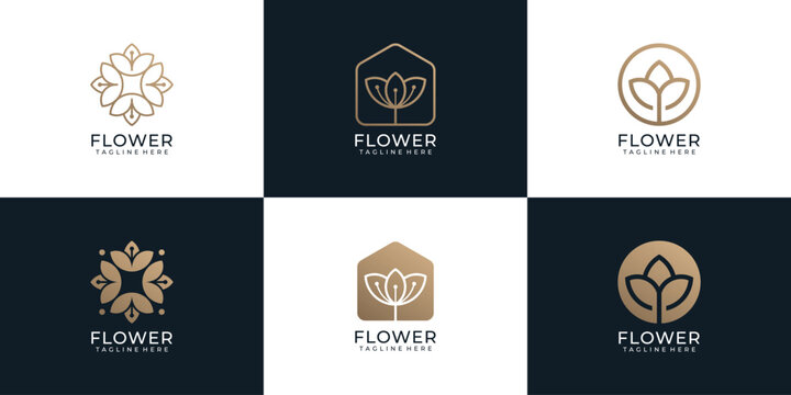 Set of minimalist flower beauty spa logo vector concept inspiration