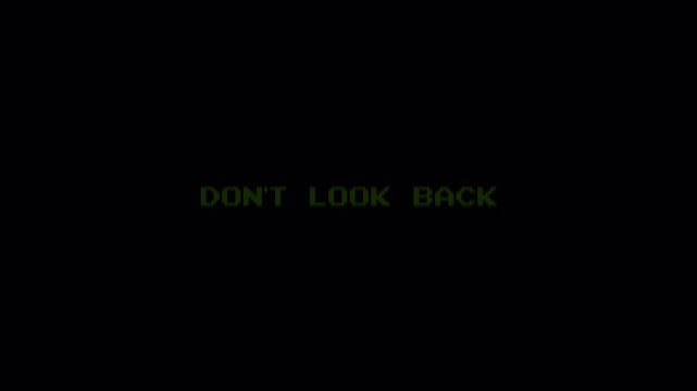 8 Bit Text Pixel Retro Style Video Game Screen Motion Graphic Saying 'DON'T LOOK BACK' in Green 4k video animation seamless loop