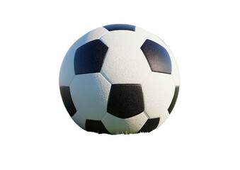 Soccer ball with black & white panels on green grass