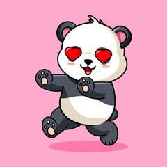 Fototapeta premium Adorable Panda Chasing Crush Vector Illustration Cartoon Design Kawaii