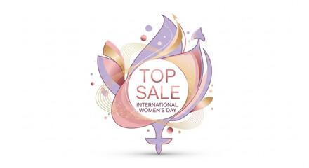 Obraz premium International women's day top sale logo with colorful floral design and female symbol