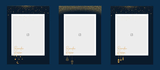 Ramadan Kareem greeting card, banner, photo template and social media template design.